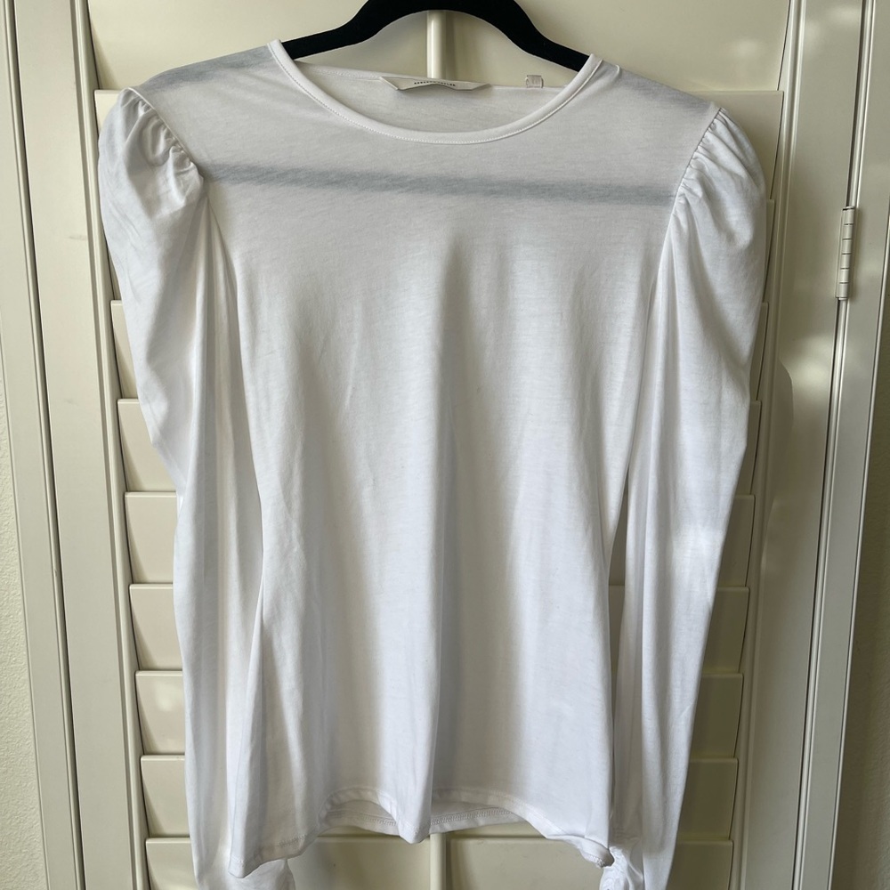 Rebecca Taylor White Fitted Puff Sleeve T-Shirt